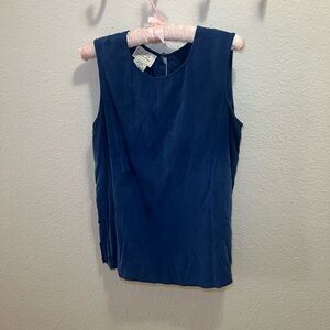 Navy Blue 100% Silk Women's Sleeveless Top